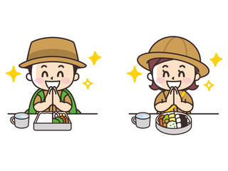 お弁当を食べるこども探検隊