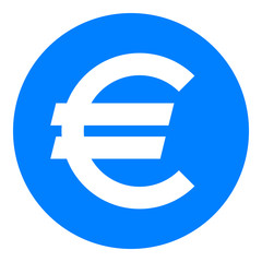 Euro currency sign symbol - blue simple inside of circle, isolated - vector