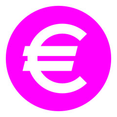 Obraz premium Euro currency sign symbol - purple-pink simple inside of circle, isolated - vector