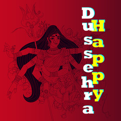 illustration of Goddess Durga in Happy Navratri, durga puja, poster,card ,