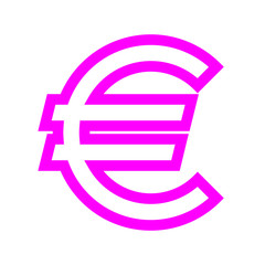 Euro currency sign symbol - purple-pink simple outline, isolated - vector