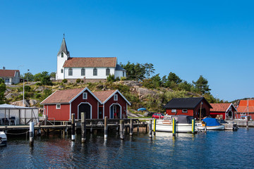 Fototapeta na wymiar Blick auf den Ort Hamburgsund in Schweden