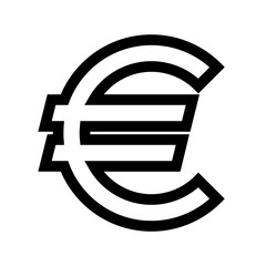 Euro currency sign symbol - black simple outline, isolated - vector