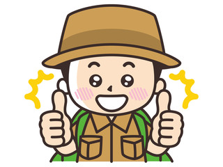 サムズアップするこども探検隊の男子