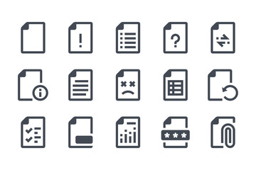 File type glyph icon set. Doc format filled icons. Document information solid vector sign collection.