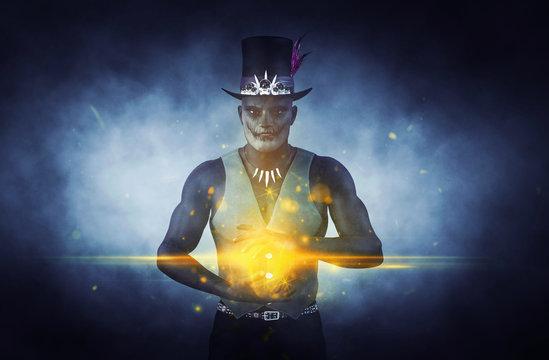 Doctor shadow or Shadow man based on voodoo new orleans,3d illustration