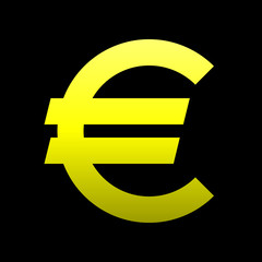 Euro currency sign symbol - yellow simple gradient, isolated - vector