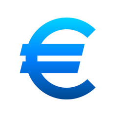 Euro currency sign symbol - blue simple gradient, isolated - vector