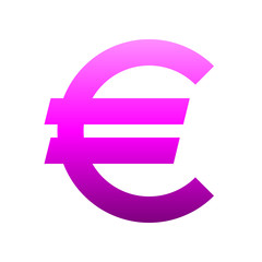 Euro currency sign symbol - purple-pink simple gradient, isolated - vector