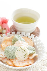 Japanese snack food, assorted rice crackers 