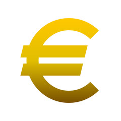 Euro currency sign symbol - golden simple gradient, isolated - vector