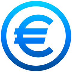 Euro currency sign symbol - blue simple gradient inside of circle, isolated - vector