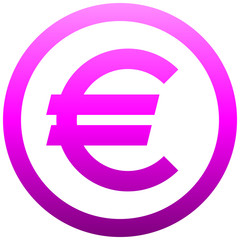 Fototapeta premium Euro currency sign symbol - purple-pink simple gradient inside of circle, isolated - vector