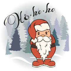 Christmas cartoon Santa Claus vector image isolated. New Year's poster. Merry Christmas and Happy New Year design for retro Christmas card. Main character of Christmas. Cute Santa.