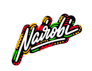 Nairobi Word Text with Handwritten Design Vector Illustration.