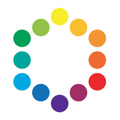 Basic Multicolor Polychrome Spectral Versicolor Rainbow Colors of 12 Rings. The spectral harmonic colorful palette of the painter.