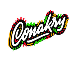 Conakry city text design on background for typographic logo icon design