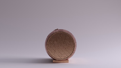 Bronze Barrel with Metal Hoops Front View  Lying Down 3d illustration 3d render