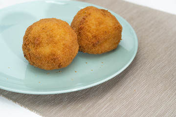 Sicilian Arancino or Arancina. A typical Sicilian street food.