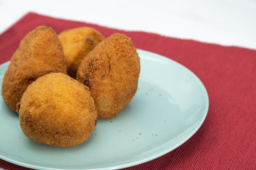 Sicilian Arancino or Arancina. A typical Sicilian street food.
