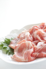 freshness sliced pork for food ingredient prepared