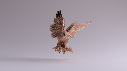 Bronze Eagle in Flight Hunting Sculpture Front View