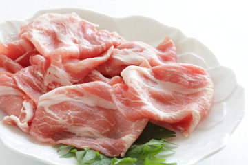 freshness sliced pork for food ingredient prepared