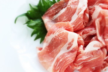 freshness sliced pork for food ingredient prepared