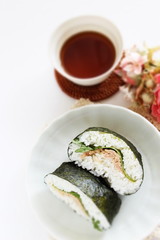 Japanese food, tuna and shiso rice ball