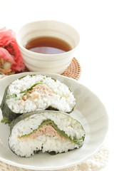 Japanese food, tuna and shiso rice ball