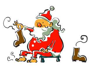 足の臭いが気になるサンタ