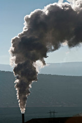 Chimney expelling pollutant gases to the air, Spain