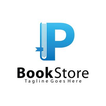Letter P, Book Store logo design template