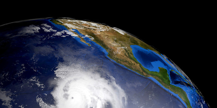 Hurricane Kiko extremely detailed and realistic high resolution 3d illustration. Shot from Space. Elements of this image are furnished by NASA.