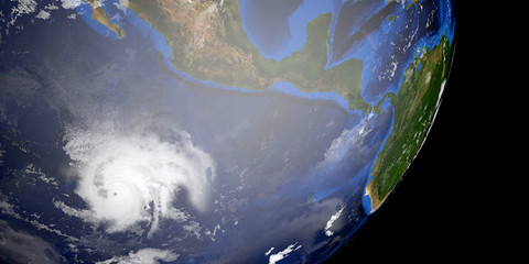 Hurricane Kiko extremely detailed and realistic high resolution 3d illustration. Shot from Space....