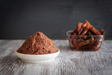 Fermented food on a rustic table