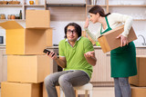 Mother and son moving to new flat