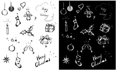 クリスマス素材　手描き　線画