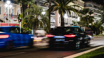 traffic in city at night