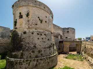 View on historic Aragonese castle, Otranto, Lecce province, Salento peninsula, Puglia, Italy