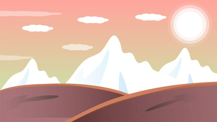 Mountain With Flying Birds Background Vectore