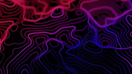 3d Topographic contour map, waving technology line backdrop. space or surface map, 3d render.