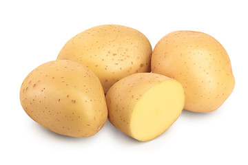 Young potato isolated on white background. Harvest new