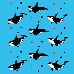Whales Seamless pattern.  cute characters. Vector illustration. Perfect for kids room wallpaper ,wrapping paper, invitations, posters, greeting cards, wall art posters, fabric print.