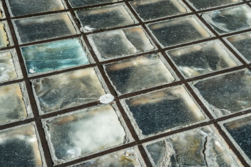 Floor made from glass bricks.