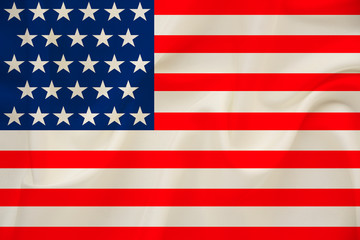 national flag of the USA country on gentle silk with wind folds, travel concept, immigration, politics
