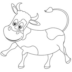 Coloring book with cow for adults and children. Vector illustration of coloring book.