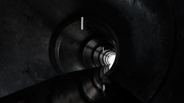 Animation Abstrakter Untergrund Tunnel mit hellem Licht am Ende. 