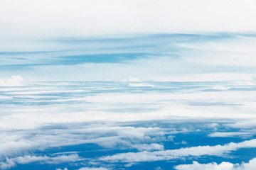 White cloud and blue sky, take a picture on the airplane