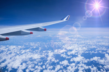 Fototapeta premium View outside the plane window.